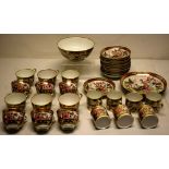 A Barr Flight and Barr Worcester porcelain tea service, pagoda pattern comprising - 12 tea cups (one