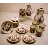A nineteenth century continental porcelain tea and coffee service in Meissen style, painted main