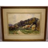 Berenger Benger. A signed watercolour, Charlston Farm, Cuckmere valley. 13in (33cm) x 19in (49cm)