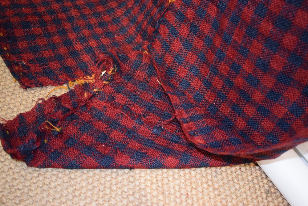 Anatolian wool twill cover in blue and claret check, Diyabakir, south east Anatolia, mid 20th - Image 12 of 12