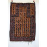 Baluchi prayer rug, Khorasan, north east Persia, early 20th century, 4ft. 8in. X 3ft. 1in. 1.42m.