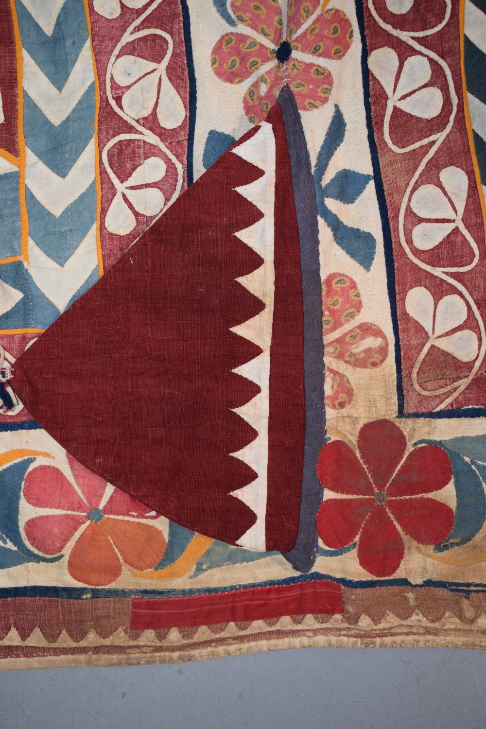 Applique jbul (ox cover), Gujarat, north west India, circa 1930s-40s, 65in. X 55in. 165cm. X 140. - Image 8 of 8