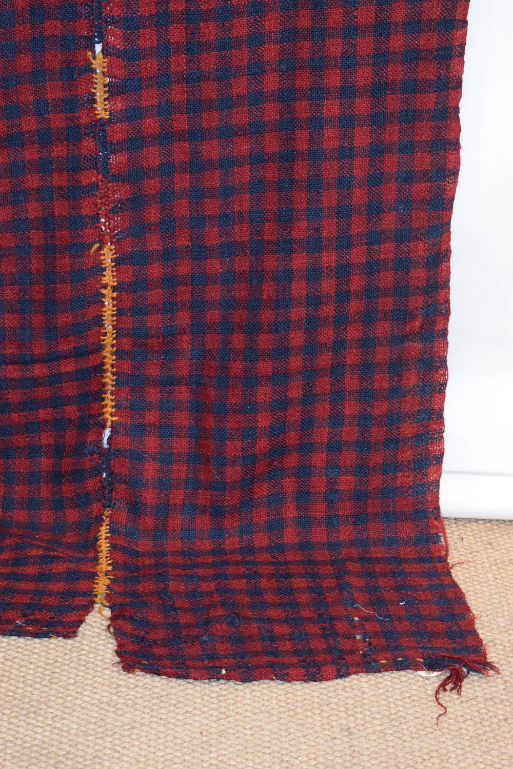 Anatolian wool twill cover in blue and claret check, Diyabakir, south east Anatolia, mid 20th - Image 2 of 12