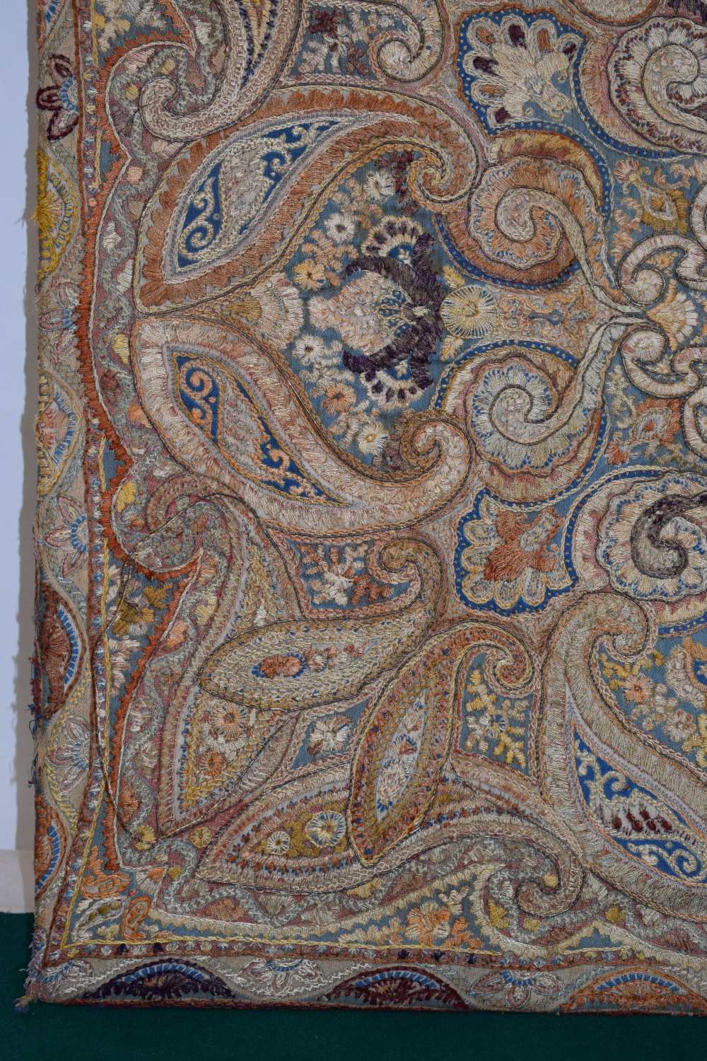 North Indian silk, wool and metal thread embroidered panel, possibly Kashmiri, late 19th century, - Image 5 of 6