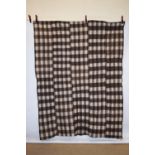 Anatolian felted wool cover in natural brown and cream chequered design, mid-20th century, 8ft. 3in.