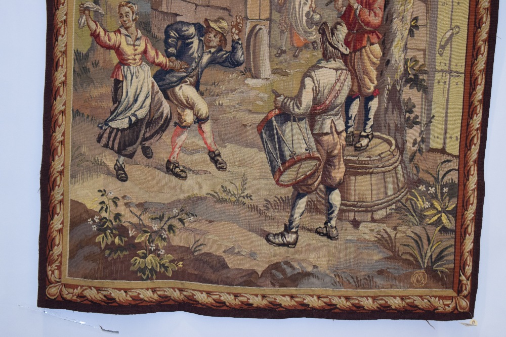 Aubusson 'Teniers' part silk tapestry, France, 19th century, 6ft. 10in. X 4ft. 8in. 2.08m. X 1. - Image 6 of 8