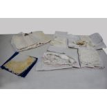 Collection of lace and whitework including a very fine lawn handkerchief with exceptionally fine