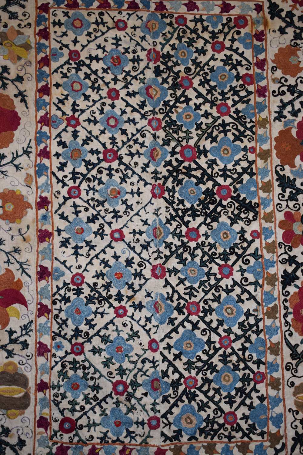 Bokhara suzani, Uzbekistan, second half 19th century, 65in. X 43in. 165cm. X 109cm. Worked in - Image 6 of 7