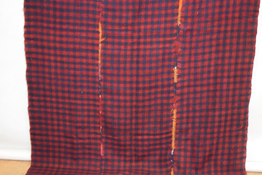 Anatolian wool twill cover in blue and claret check, Diyabakir, south east Anatolia, mid 20th - Image 7 of 12