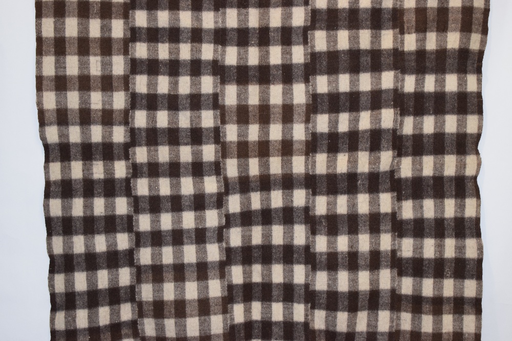 Anatolian felted wool cover in natural brown and cream chequered design, mid-20th century, 8ft. 3in. - Image 5 of 7