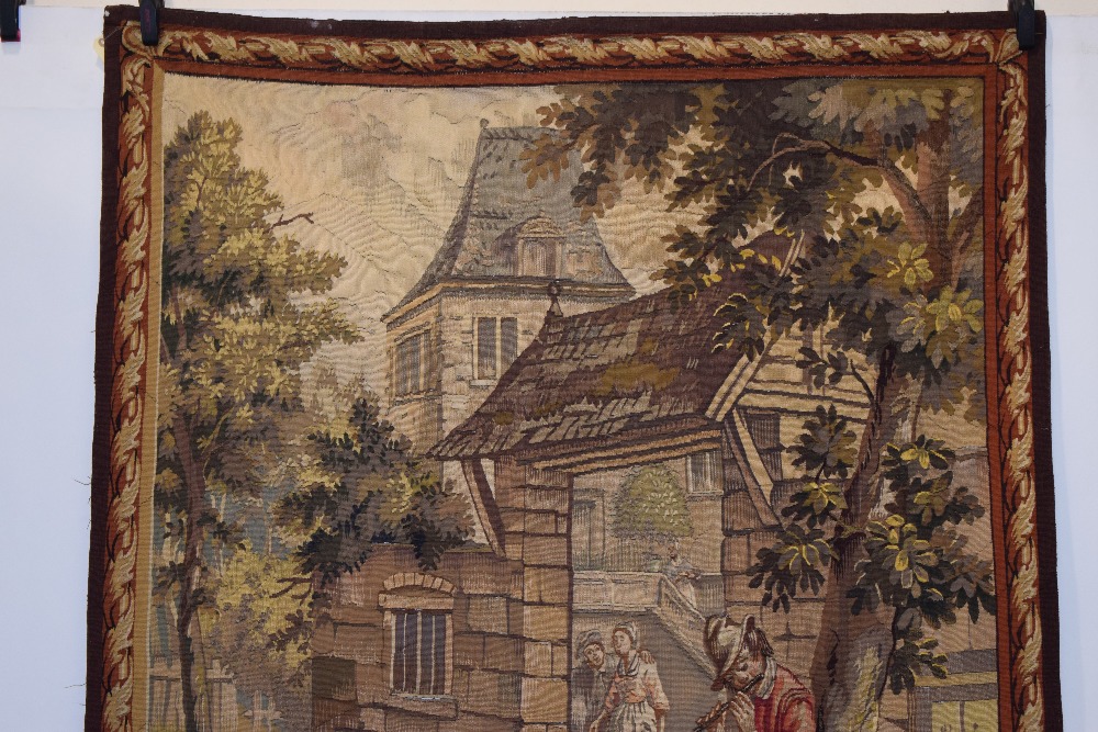 Aubusson 'Teniers' part silk tapestry, France, 19th century, 6ft. 10in. X 4ft. 8in. 2.08m. X 1. - Image 4 of 8