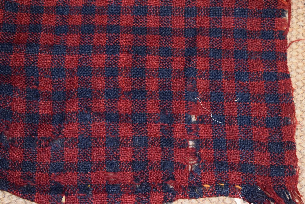 Anatolian wool twill cover in blue and claret check, Diyabakir, south east Anatolia, mid 20th - Image 10 of 12