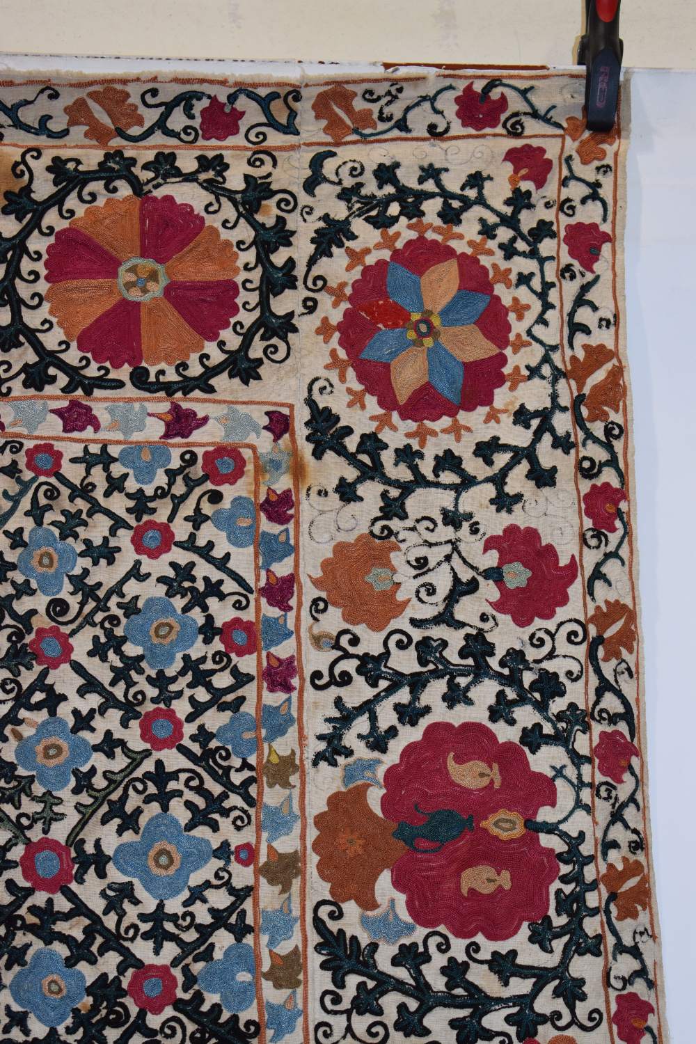 Bokhara suzani, Uzbekistan, second half 19th century, 65in. X 43in. 165cm. X 109cm. Worked in - Image 3 of 7