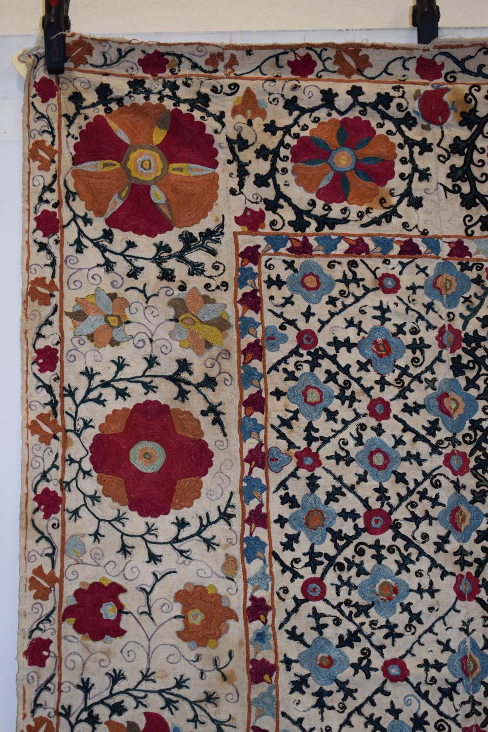 Bokhara suzani, Uzbekistan, second half 19th century, 65in. X 43in. 165cm. X 109cm. Worked in - Image 4 of 7