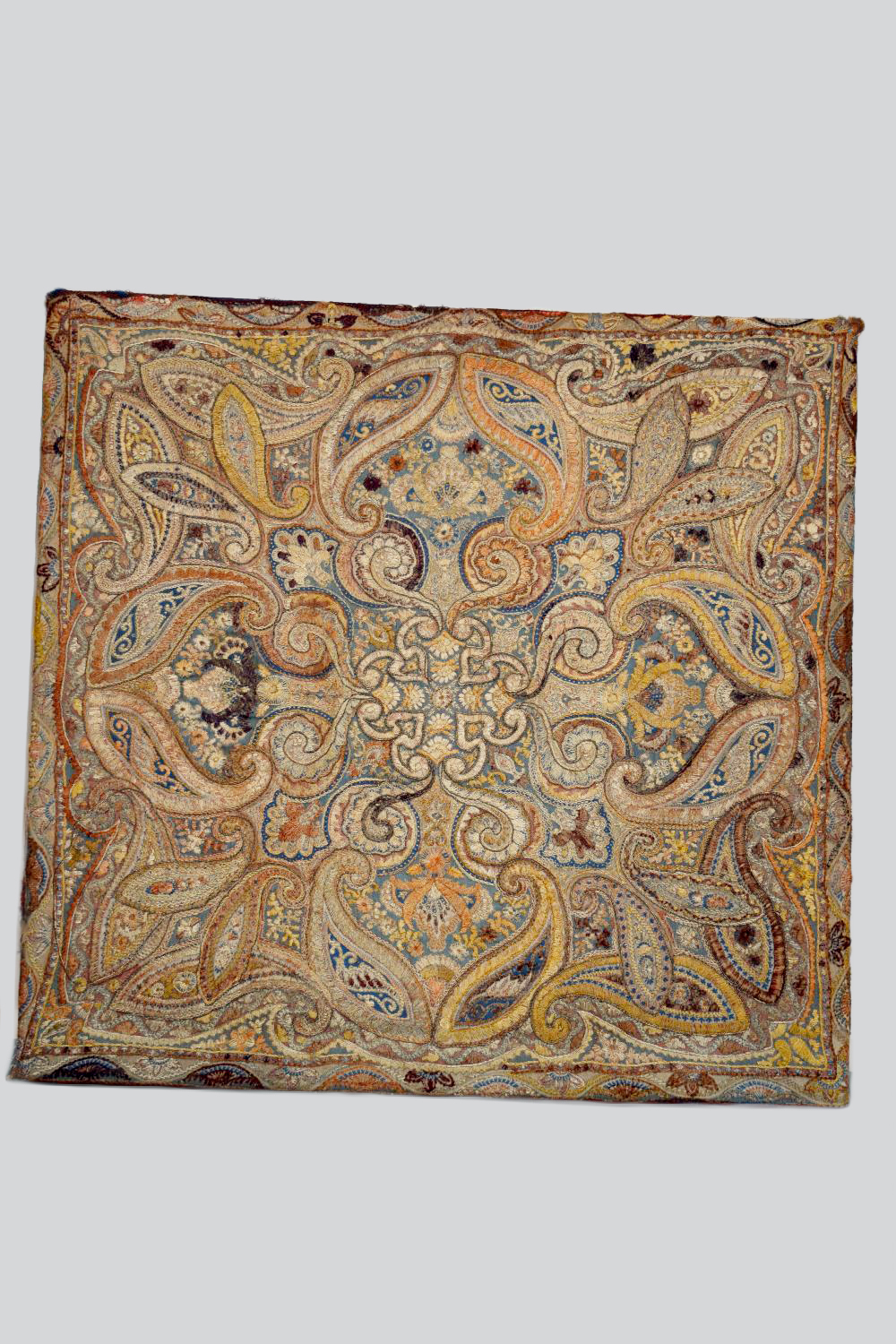 North Indian silk, wool and metal thread embroidered panel, possibly Kashmiri, late 19th century,