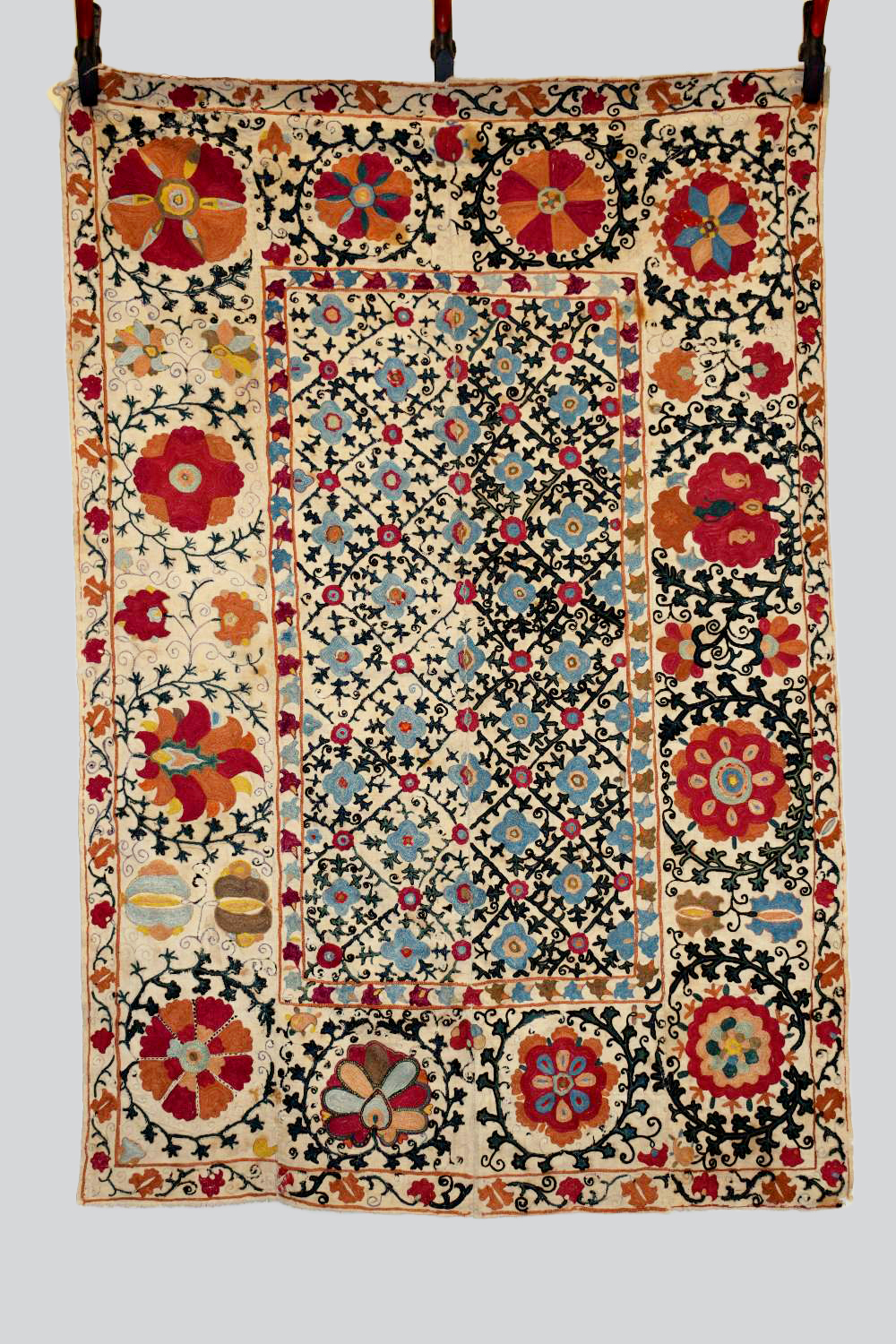 Bokhara suzani, Uzbekistan, second half 19th century, 65in. X 43in. 165cm. X 109cm. Worked in