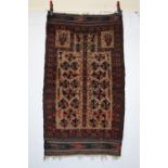 Baluchi camel field prayer rug, Khorasan, north east Persia, late 19th century, 4ft. 11in. X 2ft.