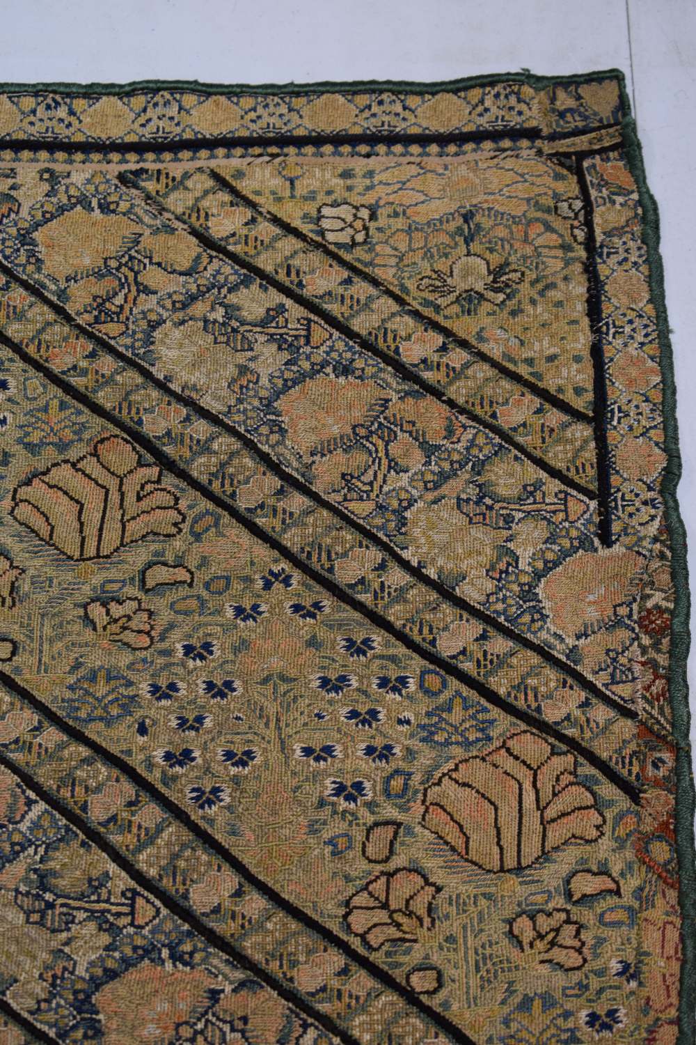 Persian 'nakshe' (woman's trouser panel) silk embroidery fragment, 18th century, 25in. X 15in. 64cm. - Image 3 of 4