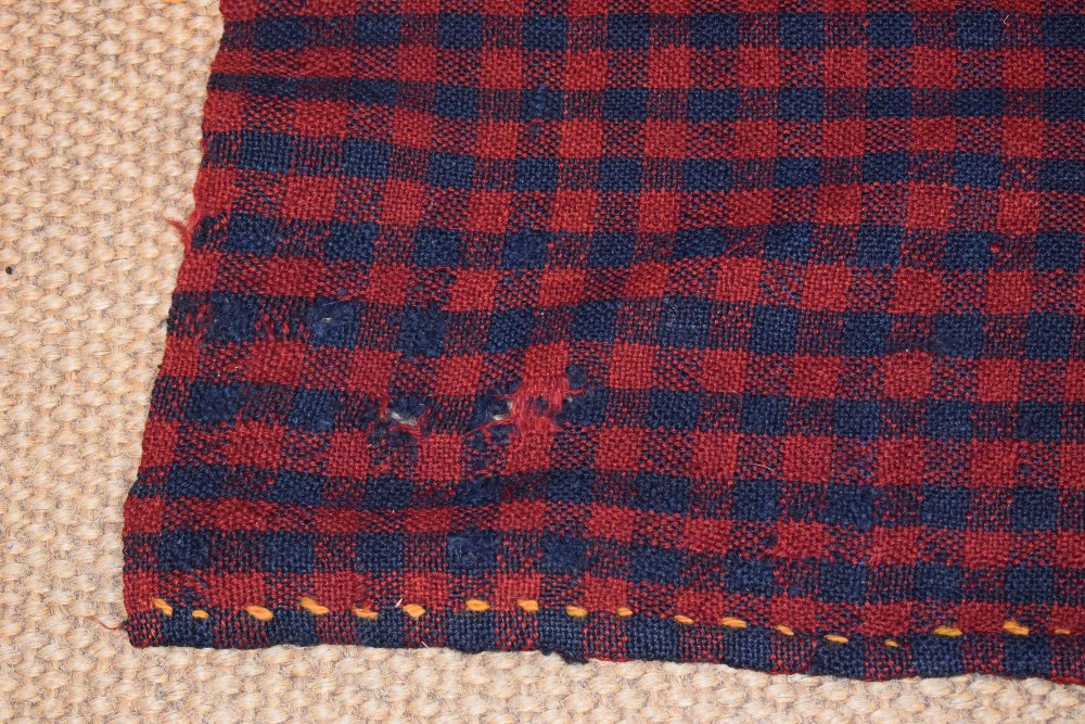 Anatolian wool twill cover in blue and claret check, Diyabakir, south east Anatolia, mid 20th - Image 9 of 12