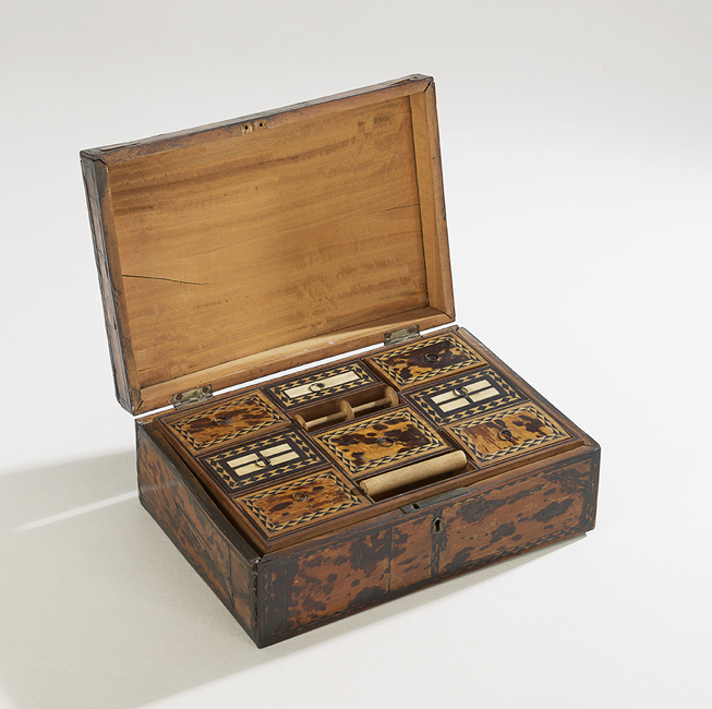 19th-Century English Tortoiseshell Sewing Box - Image 2 of 2