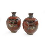 Pair of Unusual Japanese Cloisonne Vases