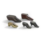 Five-Piece Collection of Shoe-Form Snuff Boxes