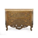 Regence-Style Fruitwood and Marble-Top Commode