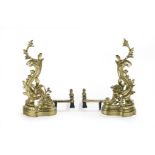 Pair of French Bronze and Cast Iron Chenets