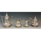 A good Victorian four piece tea service of segmental baluster form, comprising teapot, coffee pot,