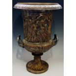A large silver plate on copper WMF two handled urnular wine cooler of classical form,