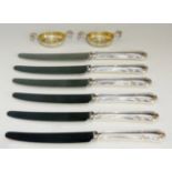 A set of six Dubarry pattern silver handled tea knives, marked Sheffield 1993 United Cutlers,