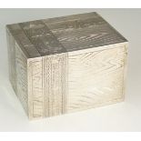 A Russian silver box with engraving to all sides in the form of wood grain,