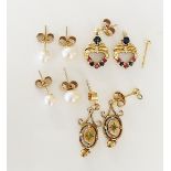 Two pairs of gem set earrings, a pair of