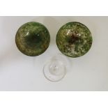 Two miniature moss agate bowls, 4.