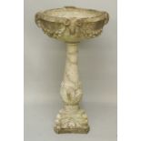 A good 18th Century veined grey marble bird bath,