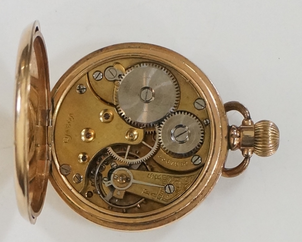 An Omega gold plated pocket watch, top wind, the white enamel face with subsidiary seconds dial, - Image 2 of 2