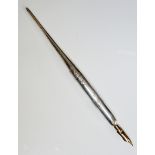 A Japanese? silver coloured metal pen nib holder,