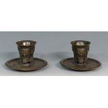 A pair of 19th Century bronze Egyptian revival table vestas,