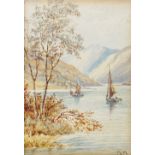 English School, late 19th / early 20th Century - a set of three lake scenes with sailing craft,