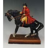 A painted white metal Dick Turpin on Black Bess lighter, rectangular base, 18.5cm wide, 23.