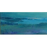 Norfolk Coast, oil on canvas, monogrammed lower left, 14cm x 29cm,