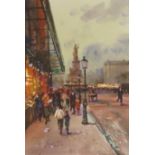 Michael Crawley - Paris Evening, watercolour, signed lower right, 28cm x 20cm,