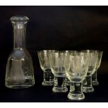 A Limited Edition Caithness boxed 'Mary Queen of Scots' glass decanter and six glasses depicting