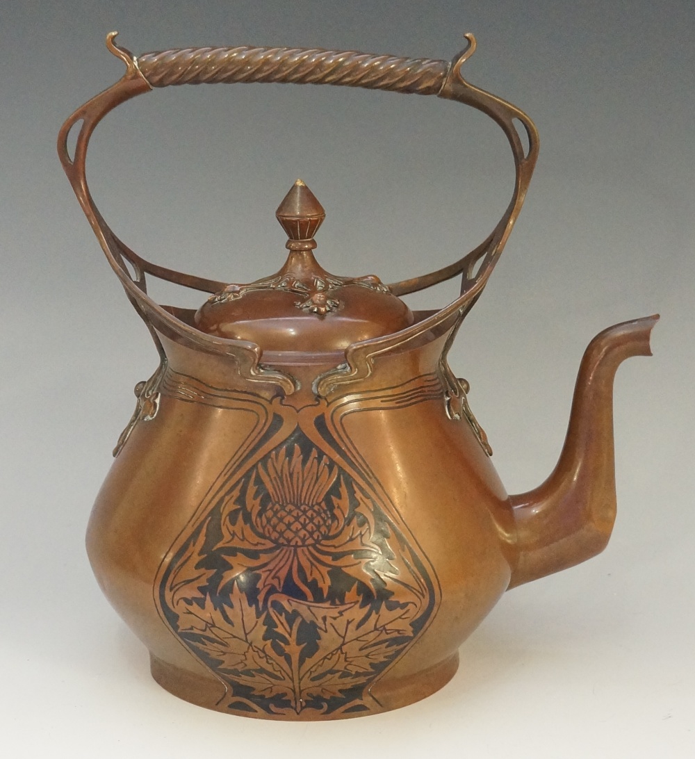 Carl Deffner (1856 - 1948) - An Art Nouveau copper kettle,