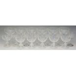 A collection of clear glass to include: a set of six Sheila pattern glasses,