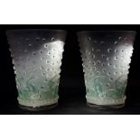 René Lalique - a pair of Ajaccio pattern frosted vases,