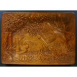 A good Japanese pressed wood tray of rectangular outline, the base with chrysanthemum blooms,