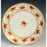 Pinxton - a pattern number 312 red lily saucer dish with red enamelled flowers,