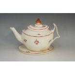 Pinxton - A pattern number 1 boat shaped teapot cover and stand,