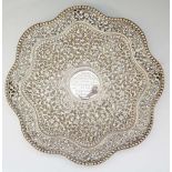 An Indian silver coloured metal salver,